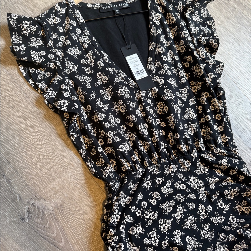 Veronica Beard Black Floral Dress-Size M-NWT - Picture 5 of 14